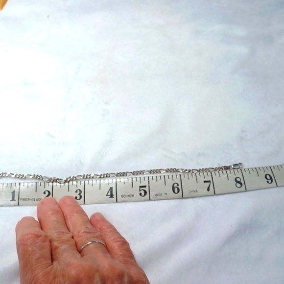 Sterling Silver 925 Italy  Figaro Bracelet 8 Inch - Picture 5 of 8